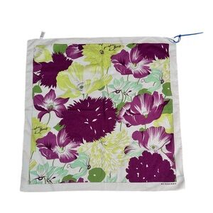 BURBERRY ~ Authenticated Purple and Green Floral Scarf 100% Cotton
